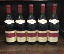 Five x 75 cl bottles of French red wine as follows