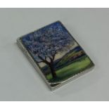 An attractively enamelled hinged top vesta case de