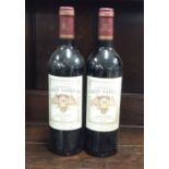 Two x 750 ml bottles of French red wine as follows