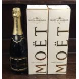 Two x boxed 750 ml bottles of Moët & Chandon Brut