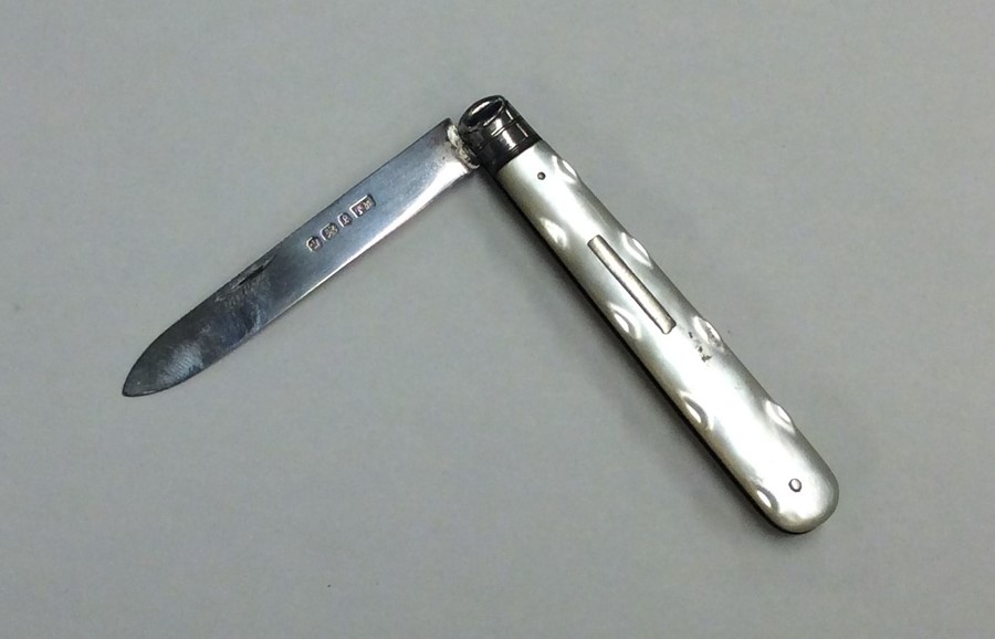 A silver mounted and MOP fruit knife. Sheffield. B - Image 2 of 2