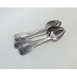 A collection of fiddle pattern silver egg spoons.