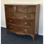 A Georgian mahogany bow front chest of five drawer