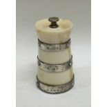 A good ivory and silver banded pepper grinder. Bir