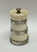 A good ivory and silver banded pepper grinder. Bir