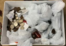 A bag containing old copper and silver coins. Est.