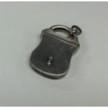 A large silver vesta case in the form of a padlock
