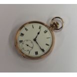 A 9 carat gent's pocket watch with white enamelled