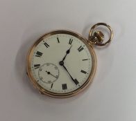 A 9 carat gent's pocket watch with white enamelled