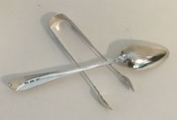 A pair of heavy Irish silver sugar tongs, together