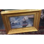 A large gilt frame together with other pictures.