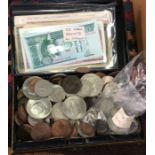A tin of old Churchill crowns and other coinage an