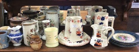 A collection of old ironstone china.