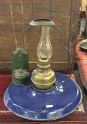 An enamelled ships lamp etc,