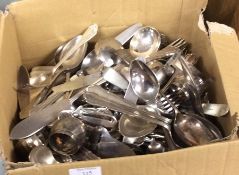 A box containing silver plated cutlery.