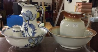 Two decorated jug and basin sets.