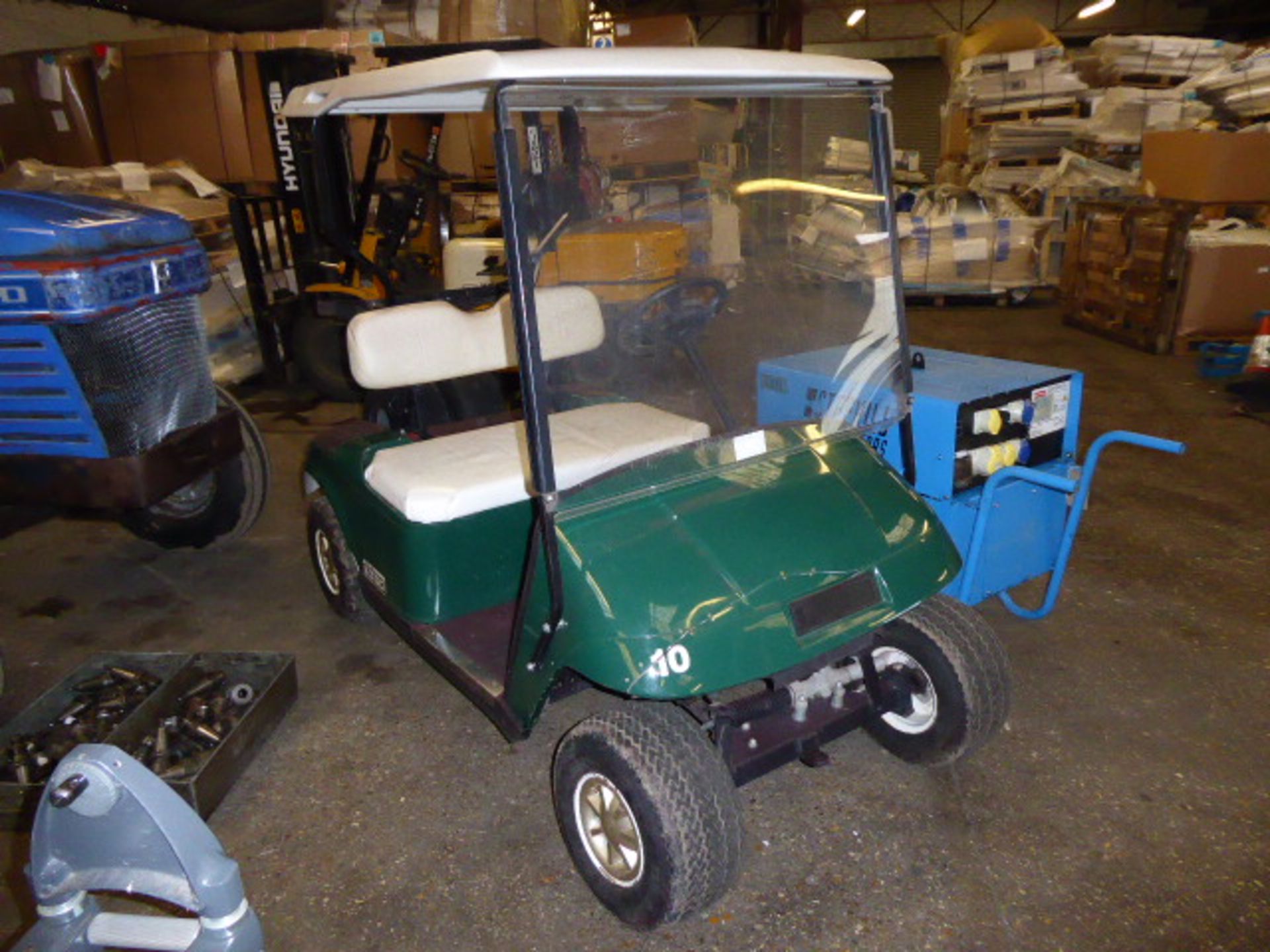 TXT48 E-Z-GO 48v golf trolley with built in charger on rear knobbly tyres plus pair of spare tyres - Image 2 of 2