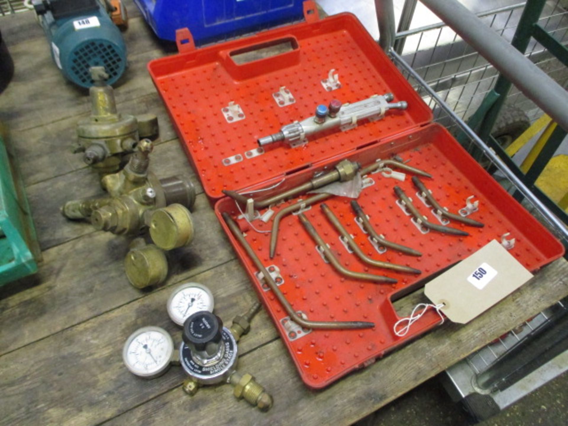 Toolbox containing oxyacetylene and 3 assorted gauges