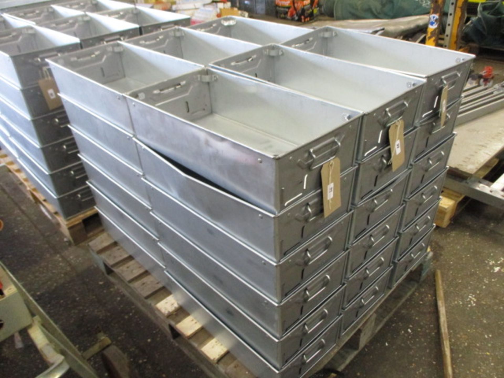 6 Tote Pan large metal stacking trays with handles