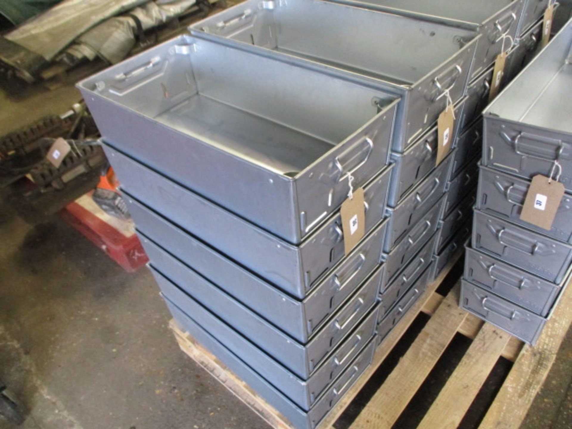 6 Tote Pan large metal stacking trays with handles