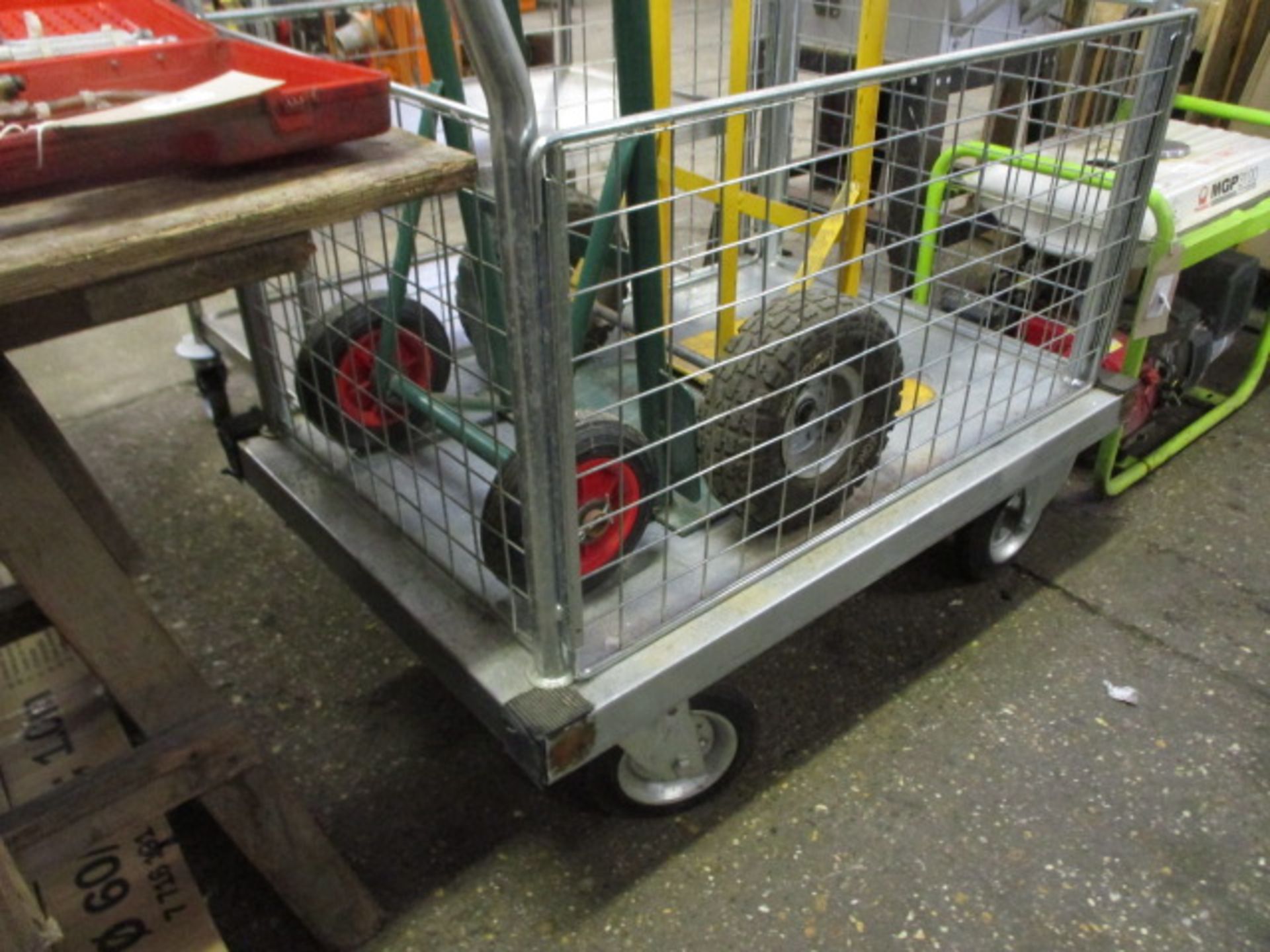 Metal 4 wheel barrow with cage - Image 2 of 2