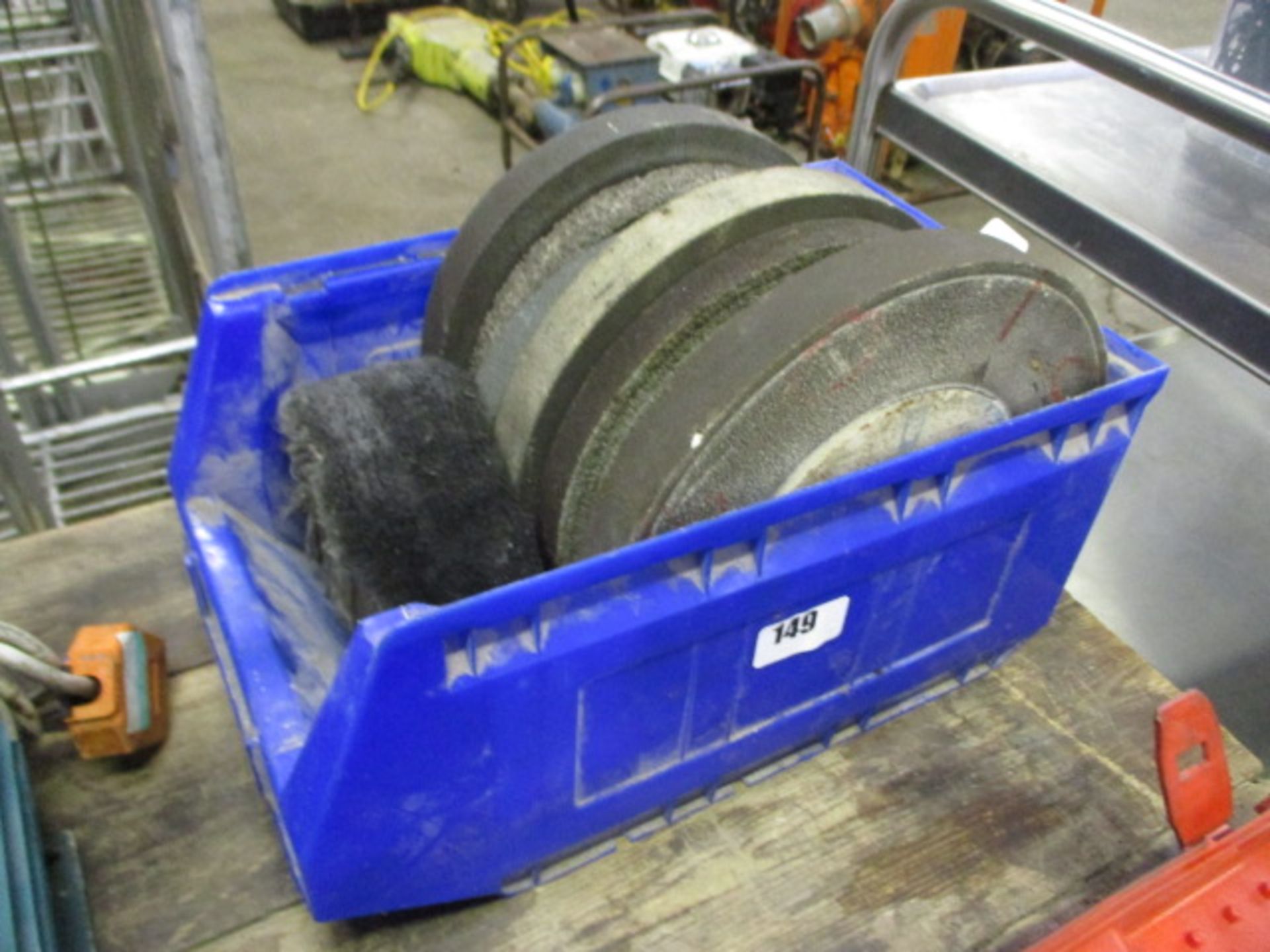 Box of assorted grinding discs and wheels