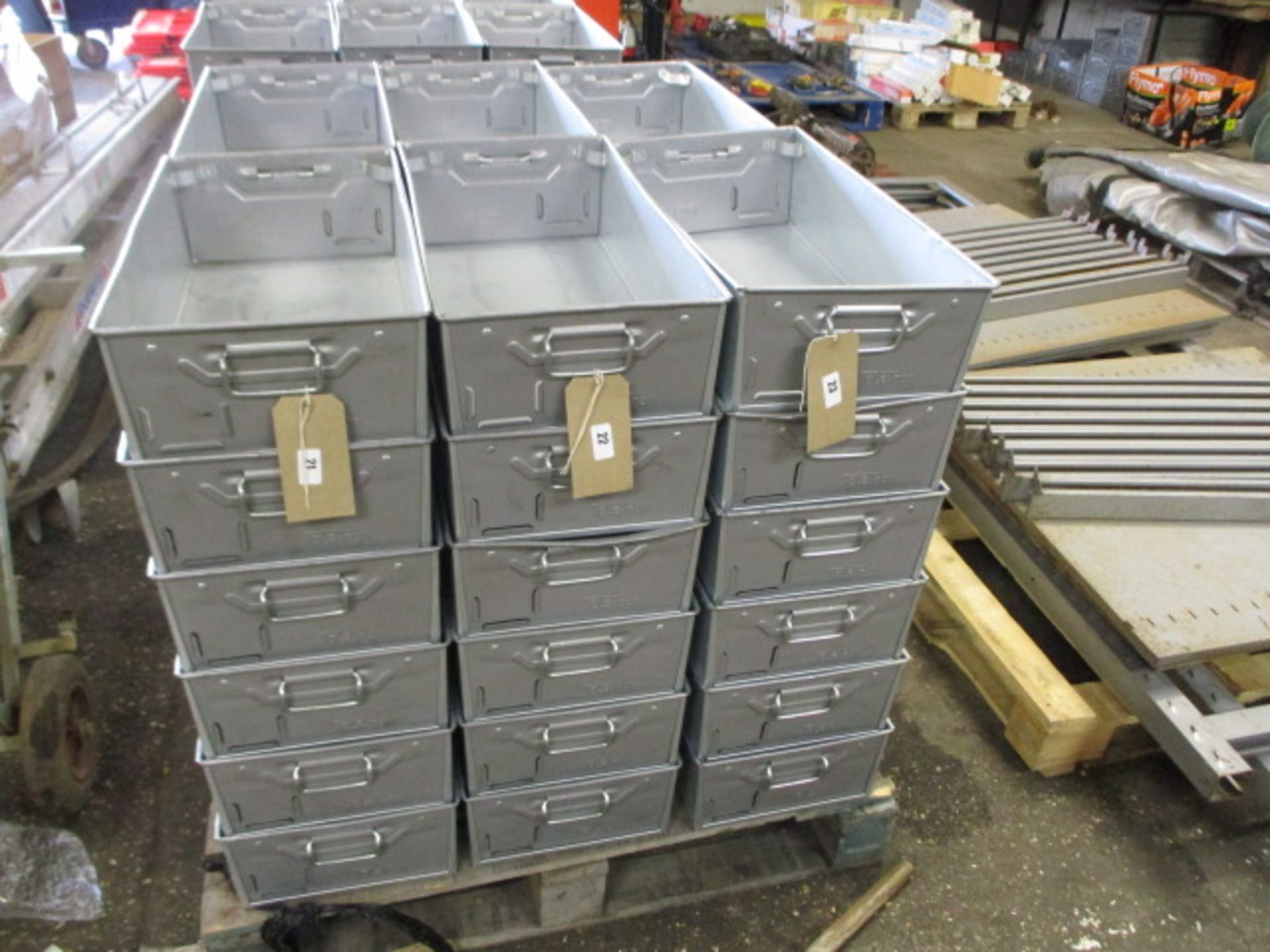 6 Tote Pan large metal stacking trays with handles