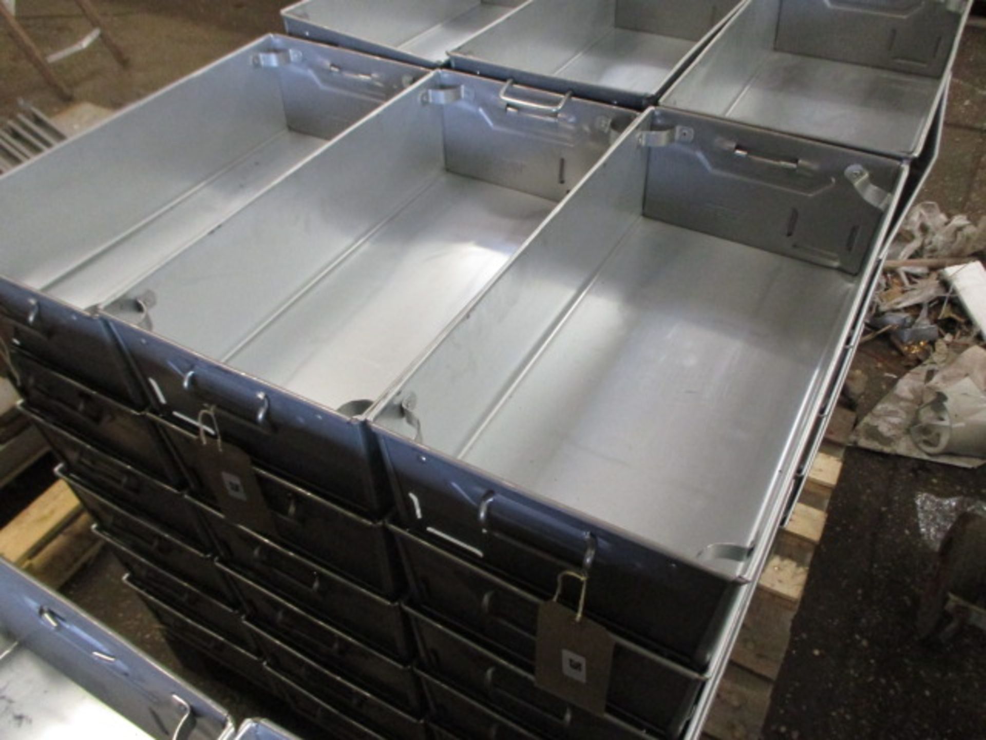 6 Tote Pan large metal stacking trays with handles