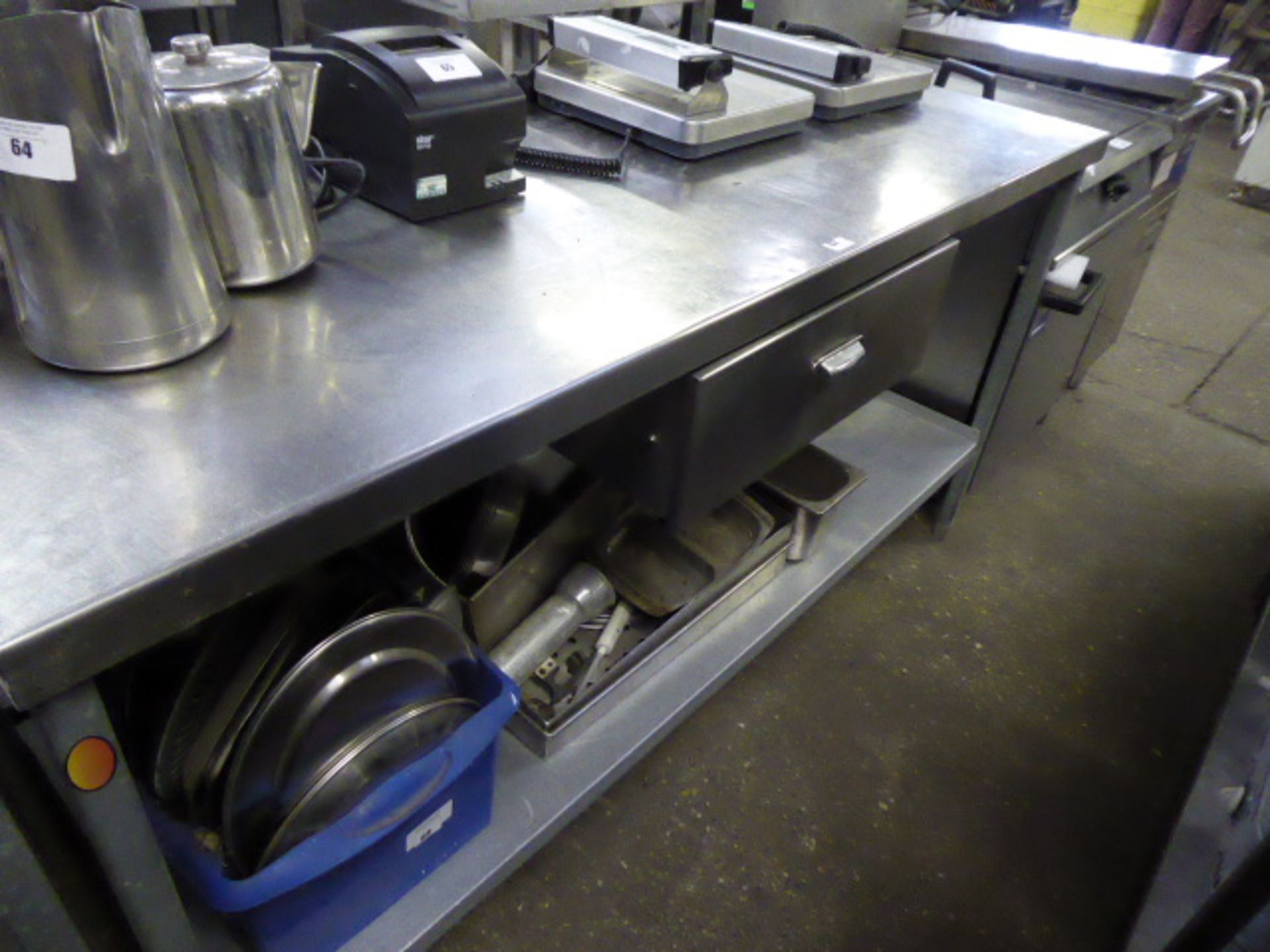 170cm stainless steel preparation table with drawer and shelf under - Image 2 of 2