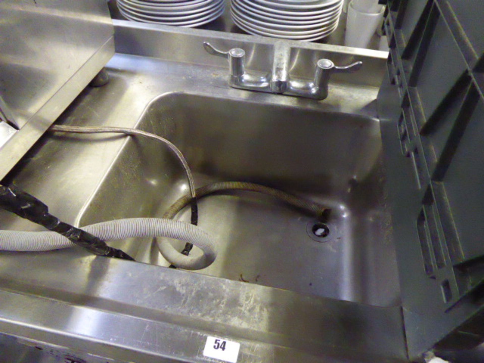 210cm stainless steel single bowl sink with tap set, draining board and shelf under - Image 2 of 3