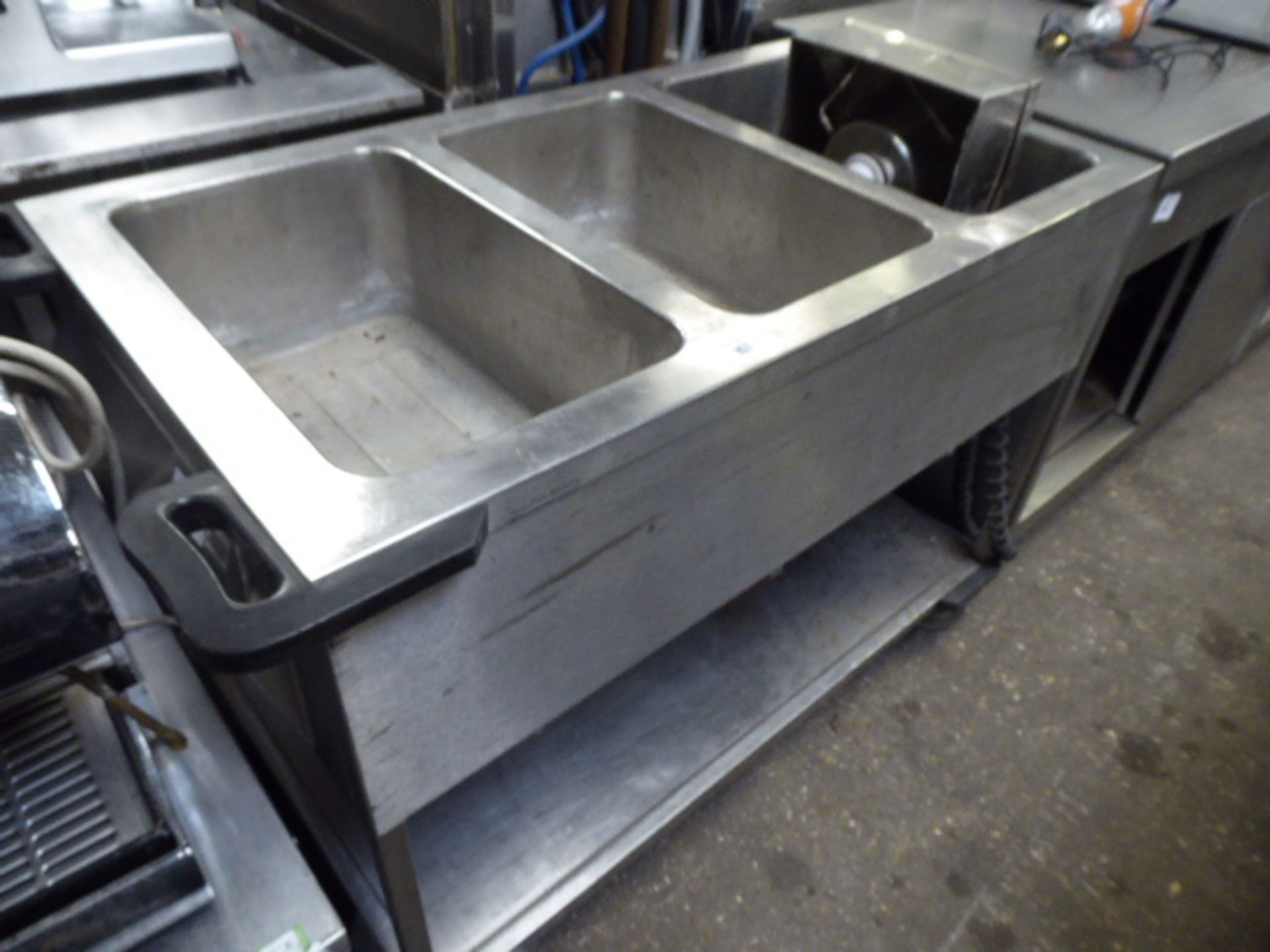 115cm electric 3 well bain marie trolley