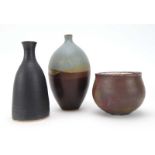 Patricia Higginbotham (b.1928), a ceramic vase of oval slender form, h.