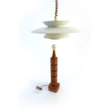 A 1960/70's turned teak lamp, h.