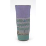 Sarah Perry (contemporary), a studio pottery vase with lilac and green drip bands, h.