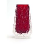 Geoffrey Baxter for Whitefriars, a ruby 'Coffin' vase, h.