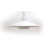 A 1970's white enamelled two-tier pull-down ceiling light with an inner perspex ring
