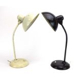 Christian Dell for Kaiser Idell, a pair of 1930's Bauhaus desk lamps, one in black and one in white,