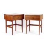A pair of 1970's teak single drawer bedside cabinets, w.