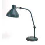 A 1950's French green enamelled desk lamp by Jumo CONDITION REPORT: Lead cut,