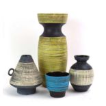 Four 1950's Irish vases of ridged form by Kilrush CONDITION REPORT: Largest with