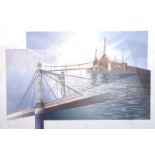 Richard Davis, 'Alba Bridge', signed, dated '88 and numbered 35/125, limited edition print,