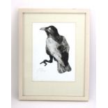 Pauline Wood (contemporary), 'Crow', collagraph, signed in pencil and dated '12,