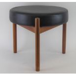 A Danish teak and black vinyl dressing table stool by Spottrup