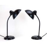 Christian Dell for Kaiser Idell, a pair of 1930's Bauhaus black desk lamps,