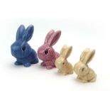 Four Sylvac figures modelled as rabbits CONDITION REPORT: Blue: stamped 1026, h.