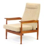 A 1960/70's teak and upholstered adjustable lounge armchair by Guy Rogers CONDITION