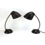 Eric Kirkman Cole: a pair of 1930's Czech desk lamps with bakelite shades and bases, ESC Type 11.