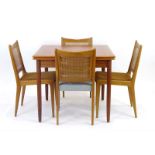 A Danish teak and crossbanded drawer leaf dining table, 85-149 cm,