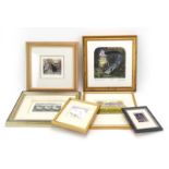 A group of six limited edition etchings and other pictures by Tina Cole, Marjorie Little,