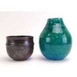 Abdo Nagi (1941-2001): an earthenware vase, the glaze graduating from green to turquoise,